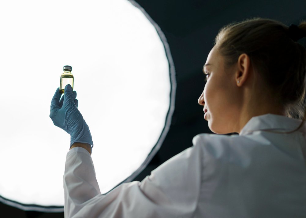 Laboratory researcher reviewing peptide purity documentation