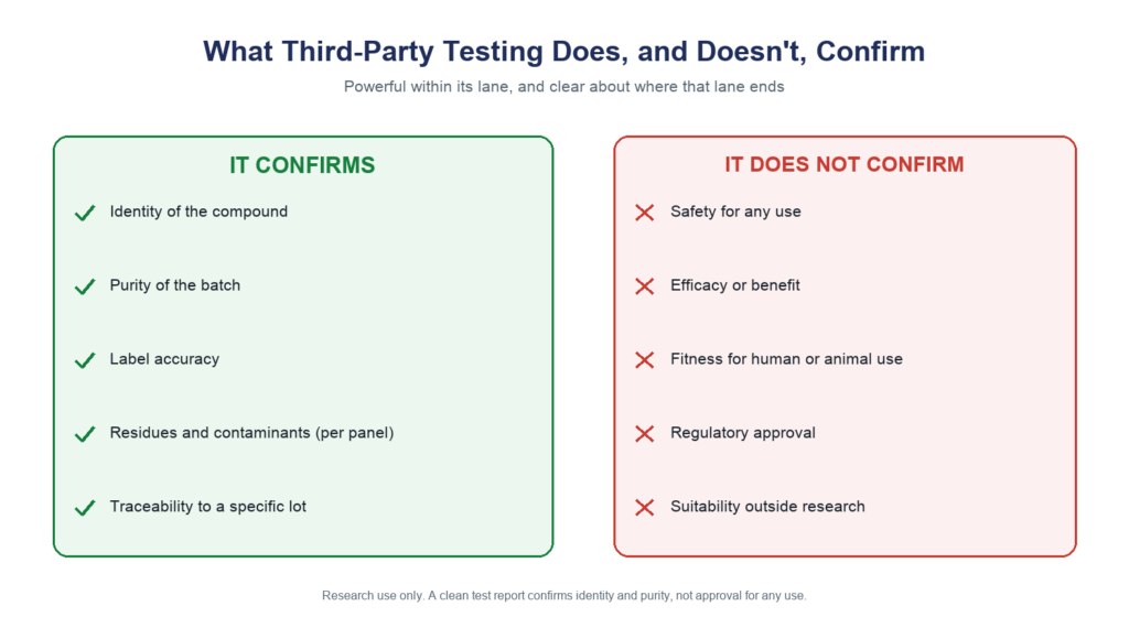 Scope of third-party peptide test verification