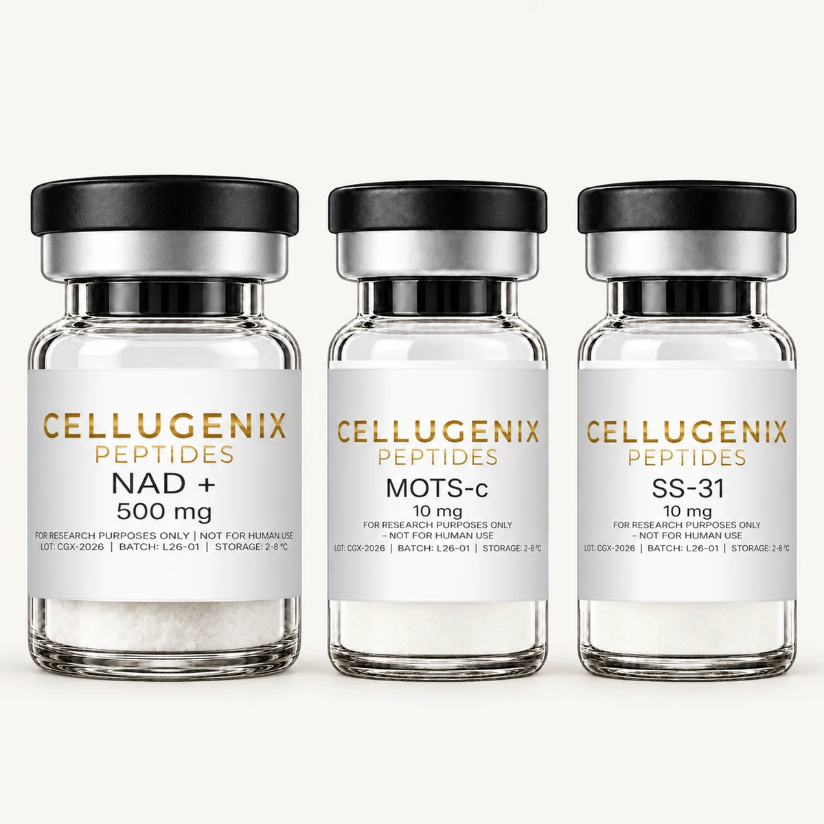 Cellugenix NAD+ + MOTS-c + SS-31 Research Bundle vials