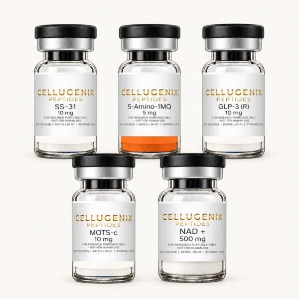 SS-31 + 5-Amino-1MQ + GLP-3 (R) + MOTS-c + NAD+ Research Stack